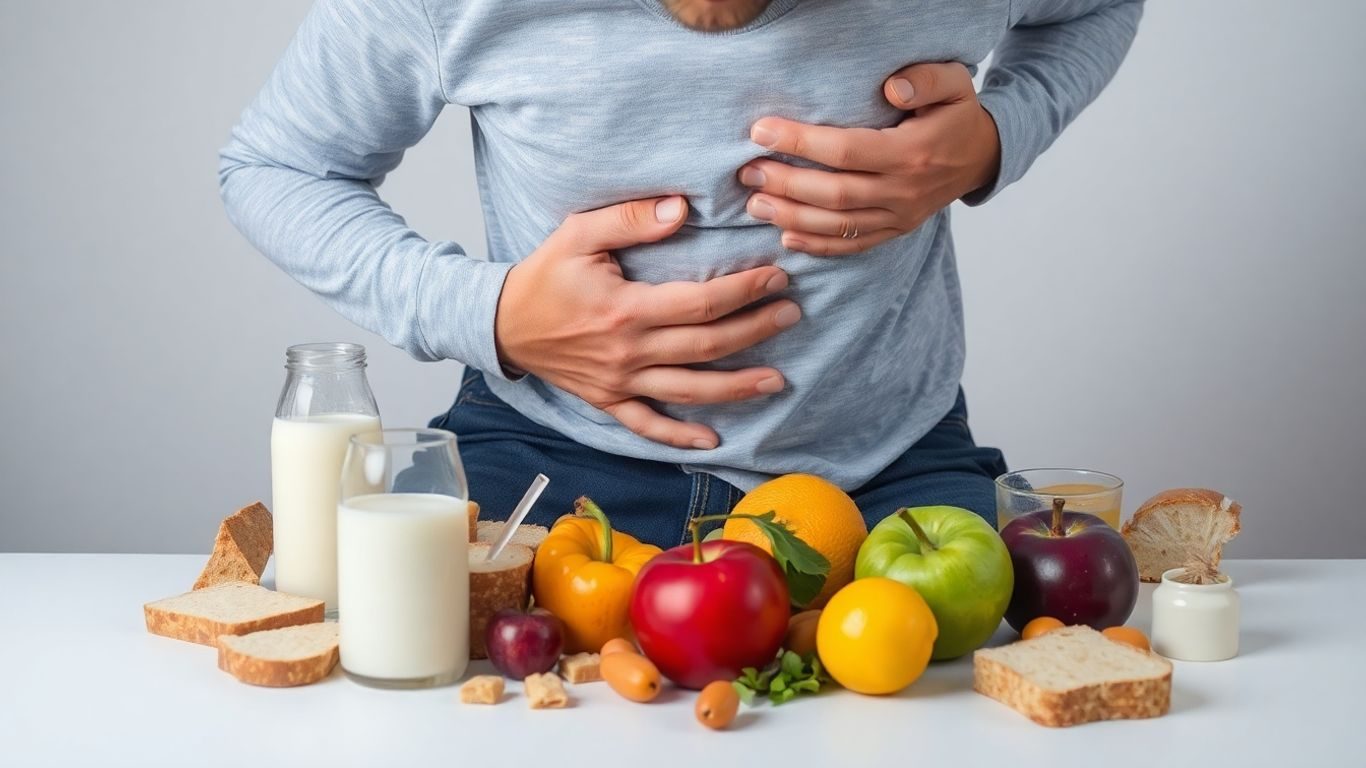 Persoană cu dureri abdominale din cauza intoleranței alimentare.